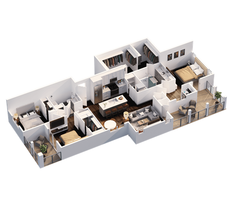 Floor plan for 3 beds, 2 baths, 1602 sqft